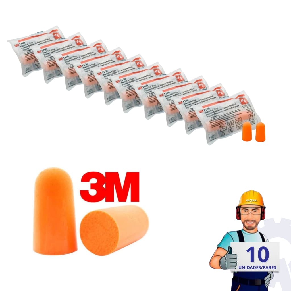 Kit 10 Pares Protetor Auricular 3M Espuma Protetor Ouvidos Abafador