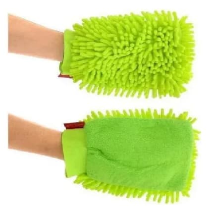 Luva Esfregão Microfibra Verde Para Lavar Carro 28x17cm