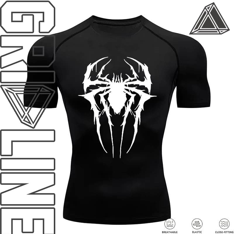 Camiseta Compressão Treino Academia Aranha Gótica Dark Mode Venon Fitness