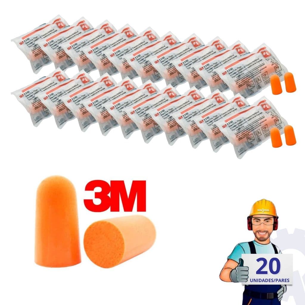 Kit 20 Pares Protetor Auricular 3M Espuma Protetor Ouvidos Abafador