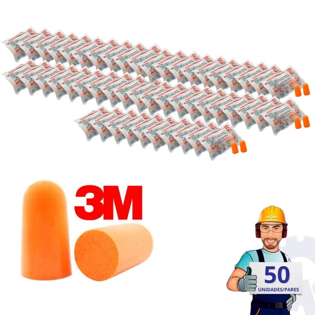Kit 50 Pares Protetor Auricular 3M Espuma Protetor Ouvidos Abafador