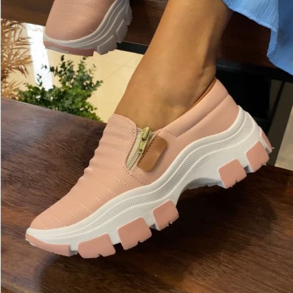 Ténis Feminino Confortável Slip On Casual Versátil Simples