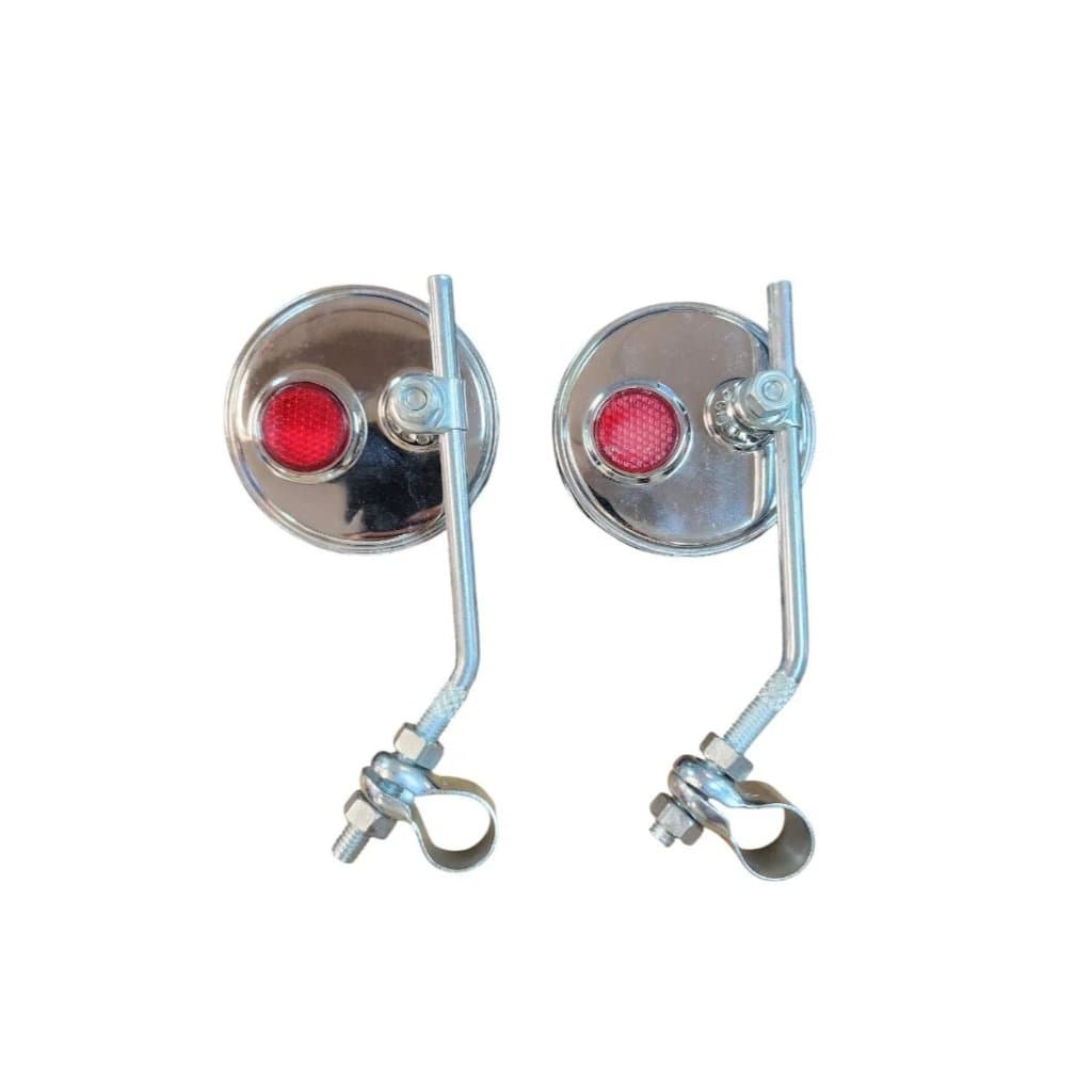 2 ESPELHOS RETROVISOR RETRÔ BIKE BICICLETA REDONDO CROMADO