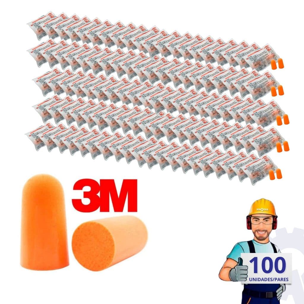 Kit 100 Pares Protetor Auricular 3M Espuma Protetor Ouvidos Abafador