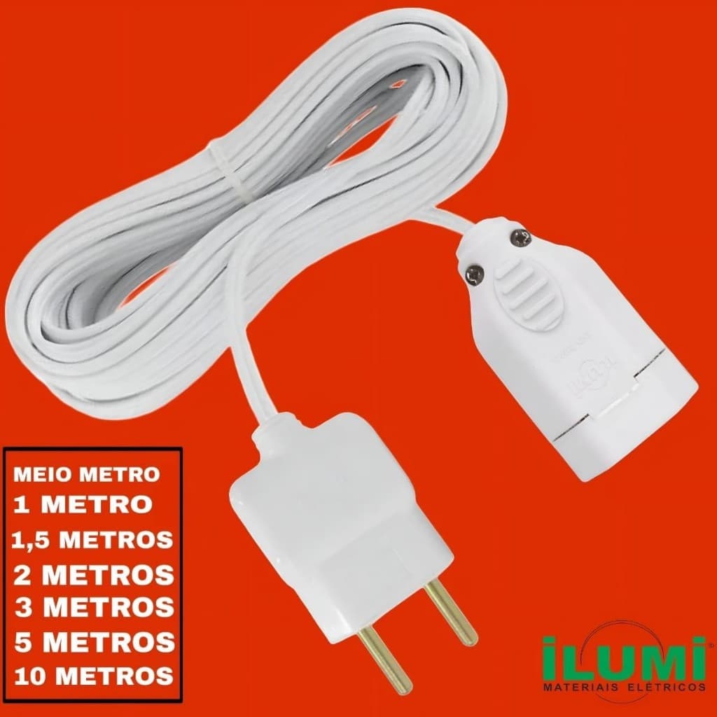Extensão eletrica 0,5/1/1,5/2/3/5/10 Metros Cabo 2,5mm Reforçado Grosso 10/20 A Extensão de Tomada