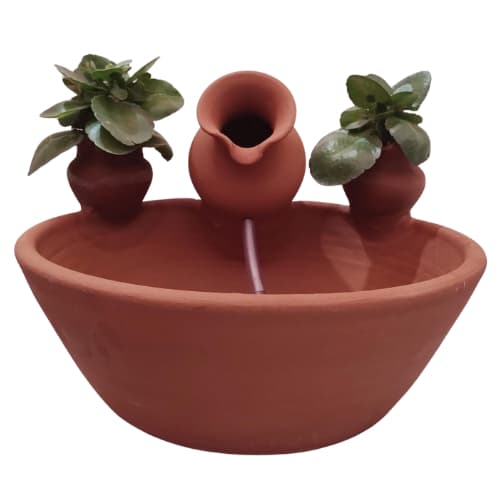 Embutido Para Planta Fonte De Mesa Bancada De Cerâmica Com 2 Vasinho Decoração