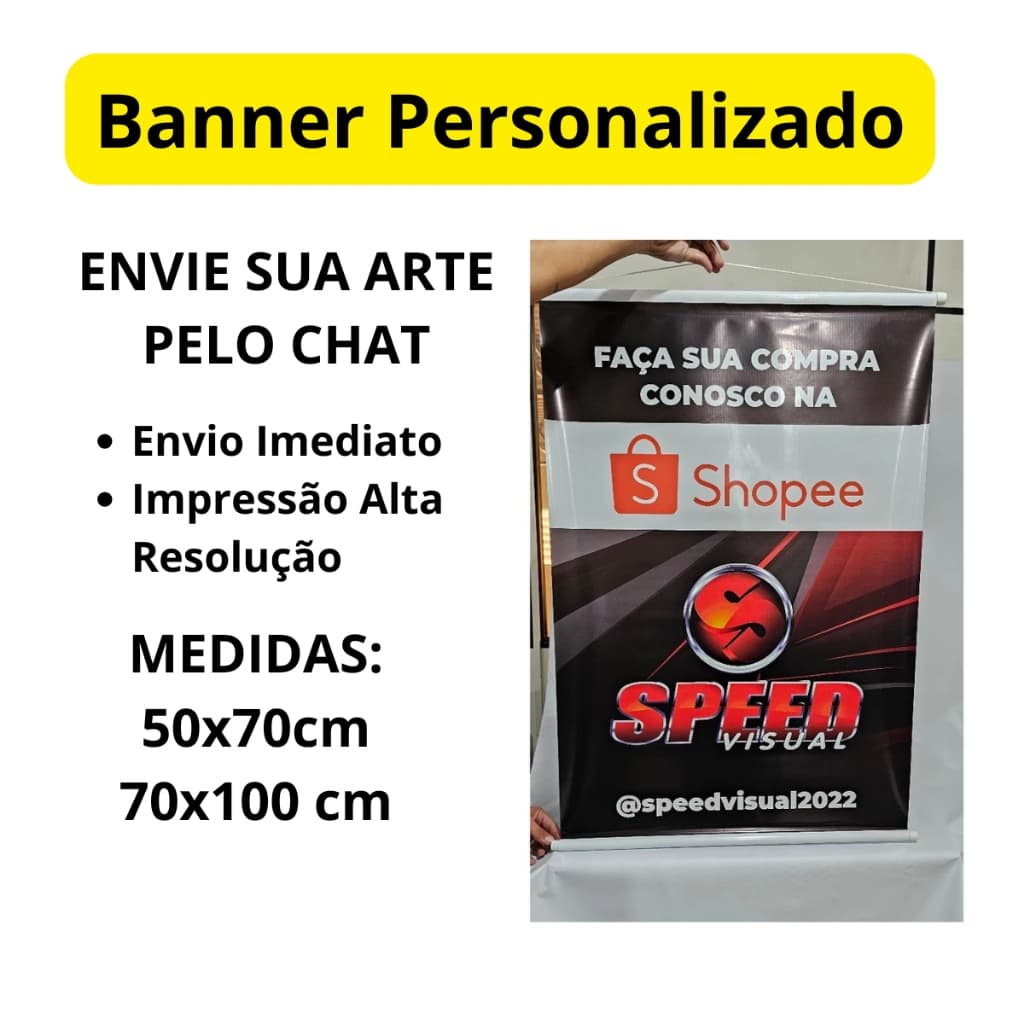 Banner Grande Personalizado para Divulgação com Foto Arte Logo 50x70 cm 70x100 cm