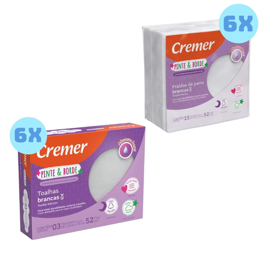 Kit Cremer Pinte e Borde Fraldas e Toalhas Fraldas