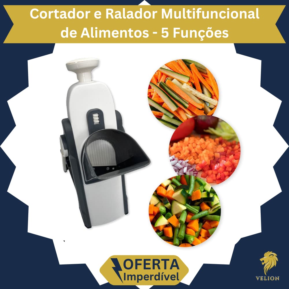 Fatiador Cortador Ralador Multifuncional de Alimentos 5 Funções Legumes Verduras Frutas Cozinha