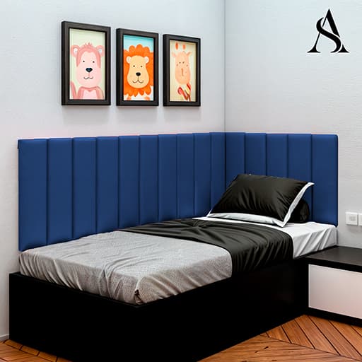 Kit 15 Cabeceira Estofada Completa Adesiva em Modulos 20x45 para Cama de Solteiro em L