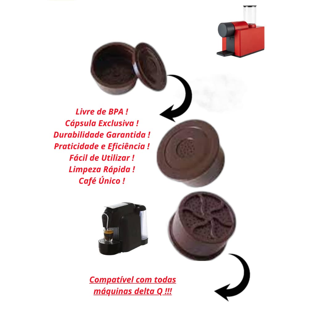 2 Cápsulas Delta Q Reutilizável Recarregavel+ Colher Medidora