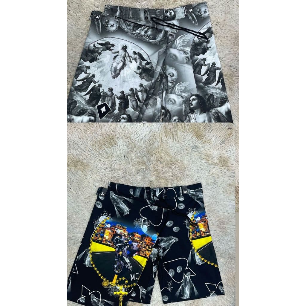 Kit com 2 Bermuda shorts  de surf masculina estampada no tecido elastano