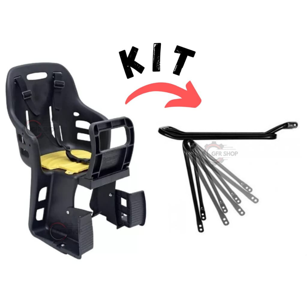 Kit Cadeirinha Infantil Traseira Para Bicicleta Bike + Bagageiro Garupa Tubão Suporte Articulado MTB