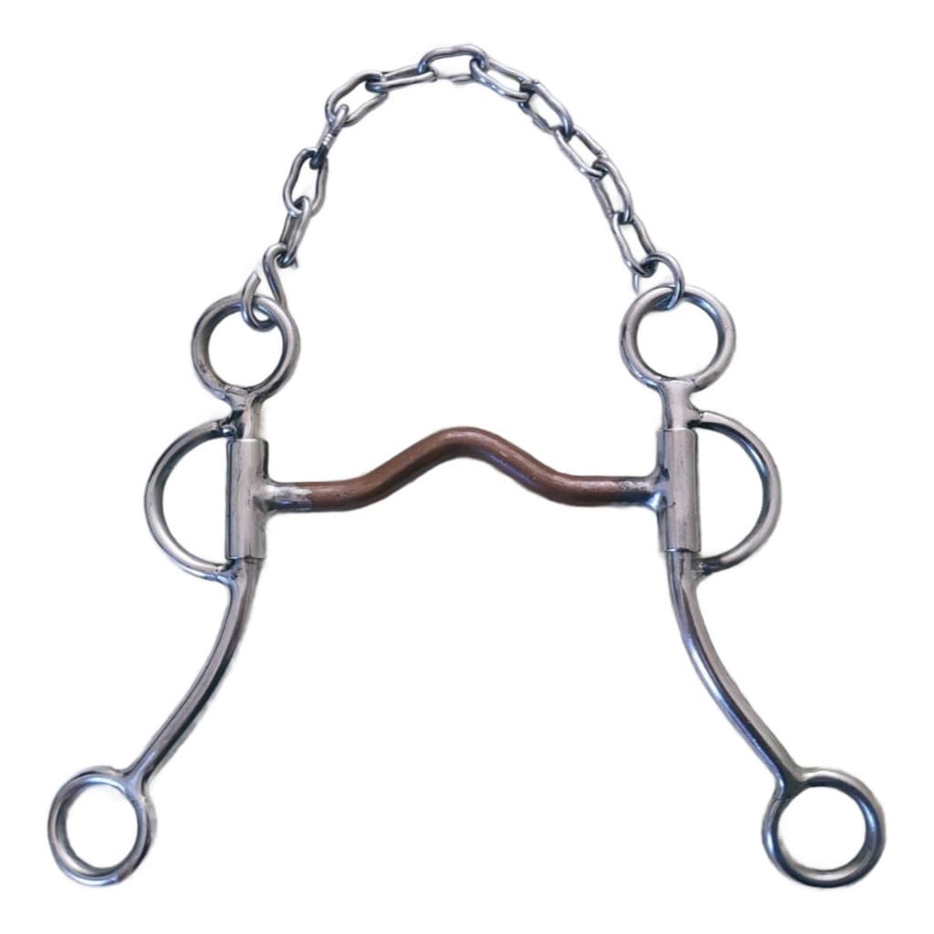 Freio Bridão Inox Com Bocal Baixo De Cobre Para Cavalos