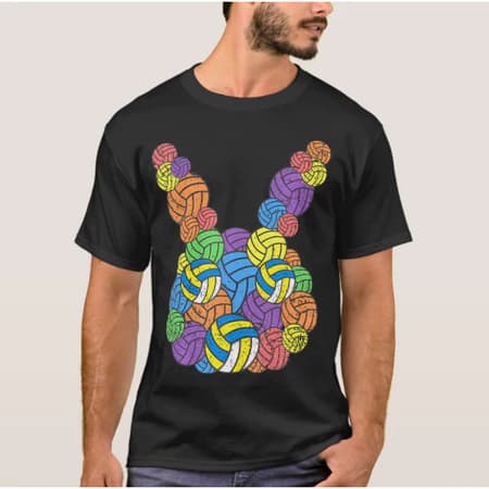 Camiseta Ovo de Bola de Cabeça de Coelhinho do Vôlei páscoa 100% Algodão 2025