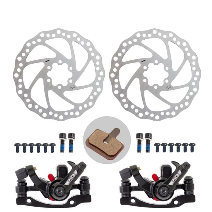 Kit Freio Disco Completo Bike Mecânico Disco Pinça Rotor 160 Pastilha