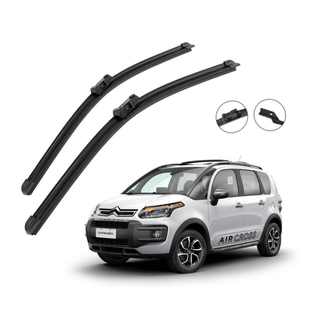 Par Palhetas Limpador de Parabrisa Silicone Chuva Citroen Aircross 2009 2016