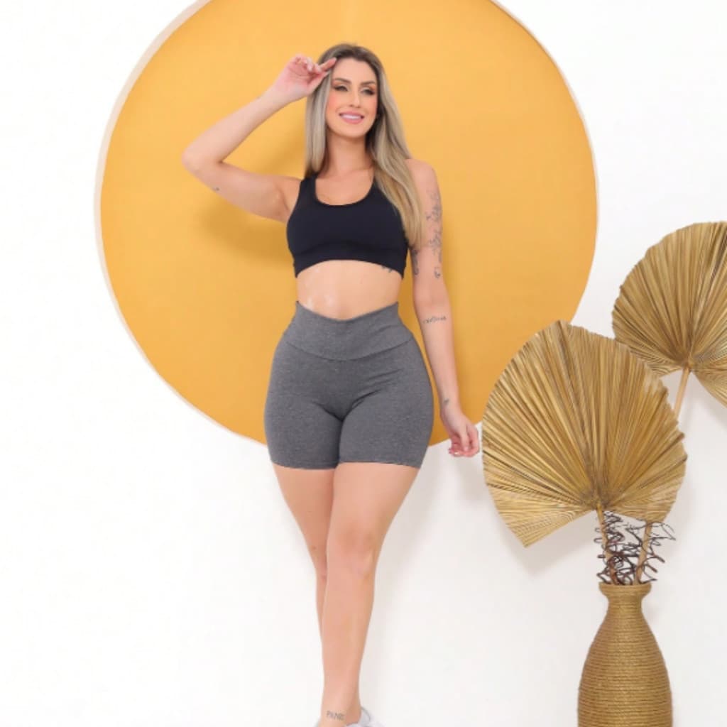 Kit 2 Short De Academia Em Suplex Tecido Grosso Não Fica Transparente Meia Coxa
