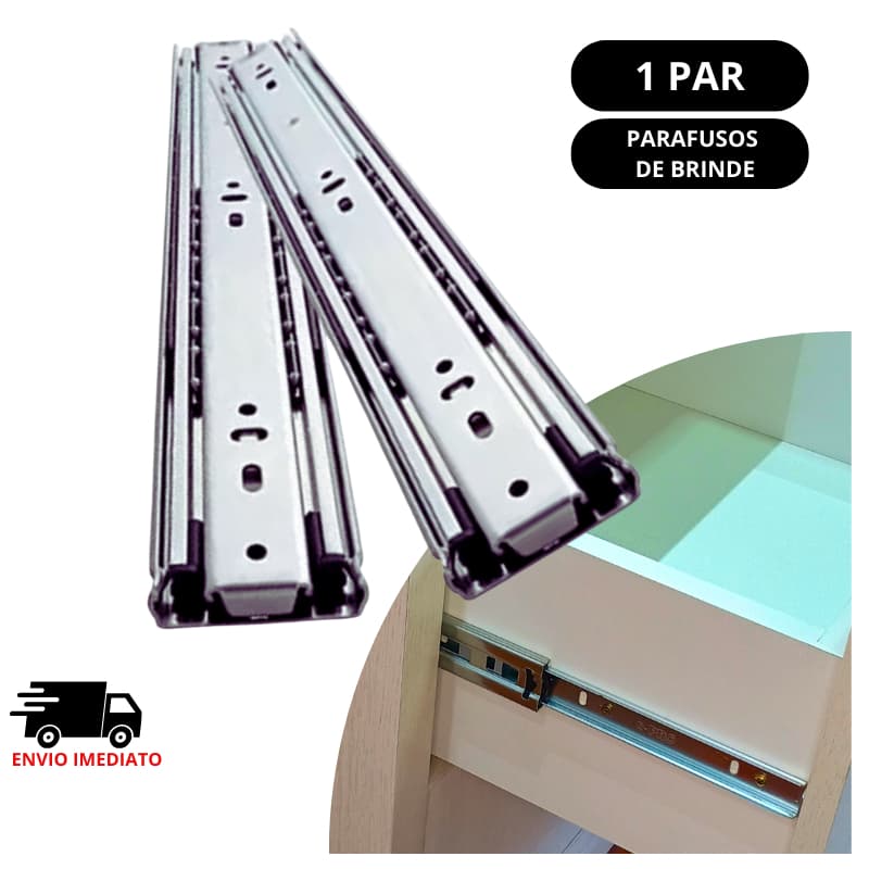 Corrediça Telescópica para Gavetas de 25 cm/35 cm/40cm/45cm /50cm (Escolha a Medida)– Marca RENNA