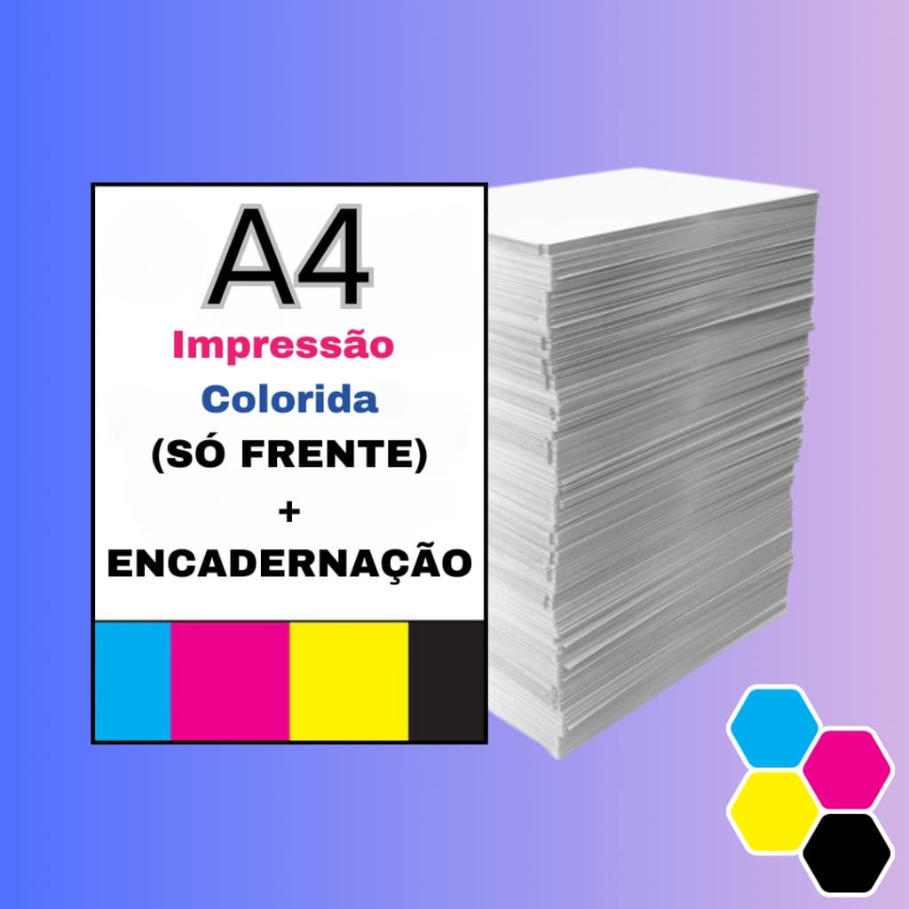 Impressão Apostila A4 - Colorida (Só Frente) + Encadernação