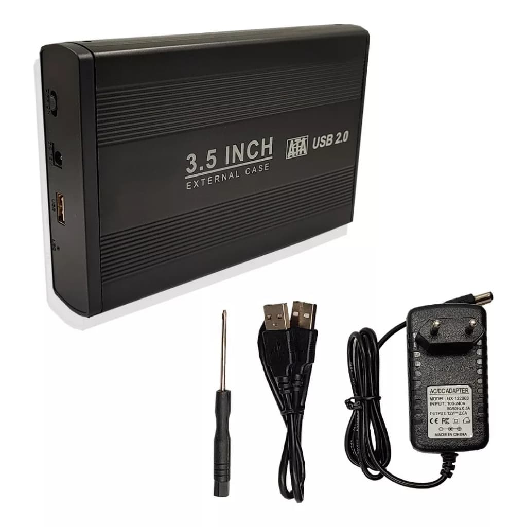 Case Para HD Externo 3,5 Sata USB 2.0 Com Fonte em Alumínio PC computador hd grande WU-3,5 COMPRALIDER