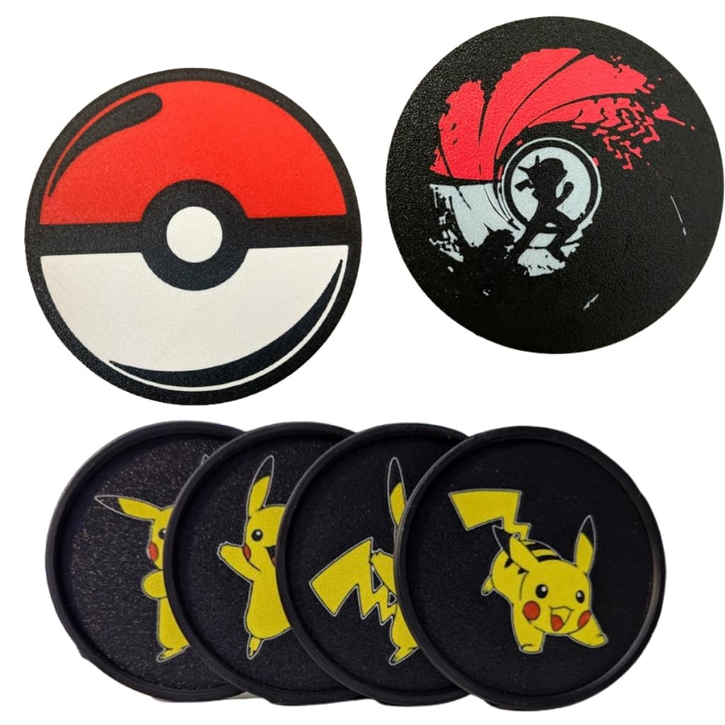 Jogo Porta Copo Descanso de Copo Bolacha Pokemon Pokebola Pikachu Charizard