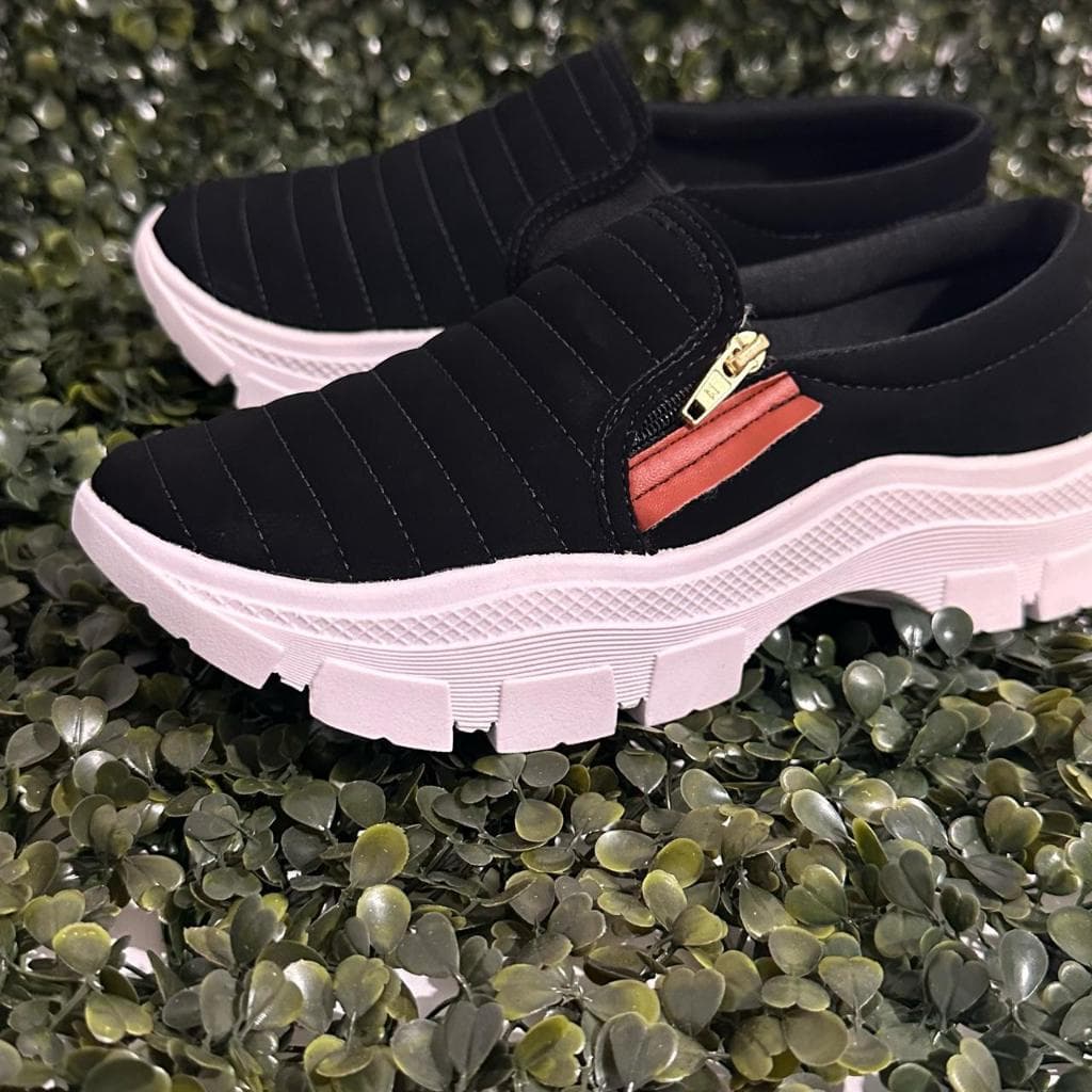 Tênis Sapatênis Sapatilha Feminino Casual Slip On Com Zíper Confortável Envio Imediato