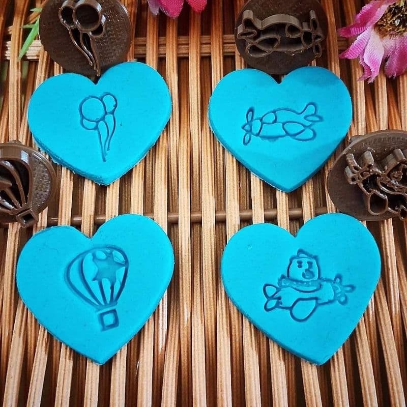 Carimbo urso aviador para brigadeiros, Carimbo urso, Carimbo avião