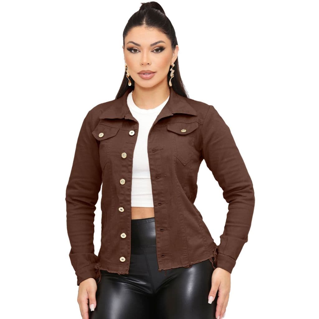 Jaqueta Jeans Estilo Blusão Feminino com Lycra P ao GG