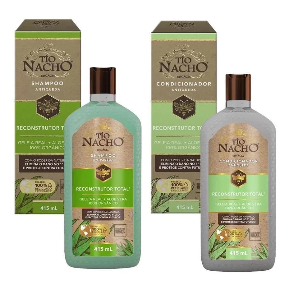 Kit Tio Nacho Antiqueda Reconstrutor Total Shampoo 415ml + Condicionador 415ml