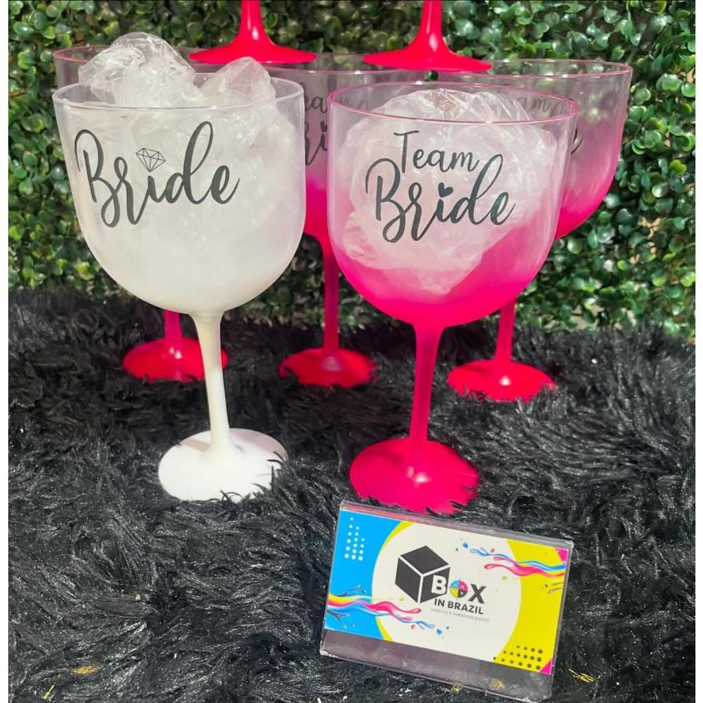 KIT 10 taças de Gin Personalizada com Pintura Degradê - Perfeita para Despedida de Solteira e Team Bride!