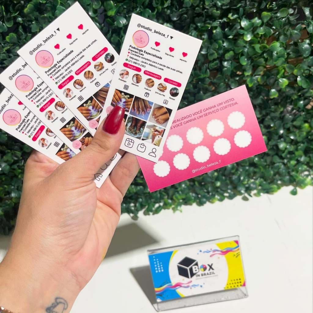 Cartão de Visita Feed do Instagram - 500 cartões Papel Couchê 250g Verniz Total Frente Arte Grátis