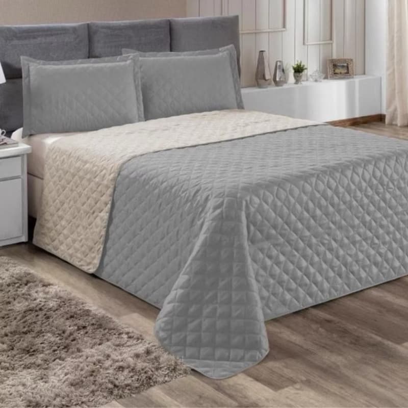Kit Colcha Cobre Leito Casal Queen 2.40x2.60 Dupla Face
