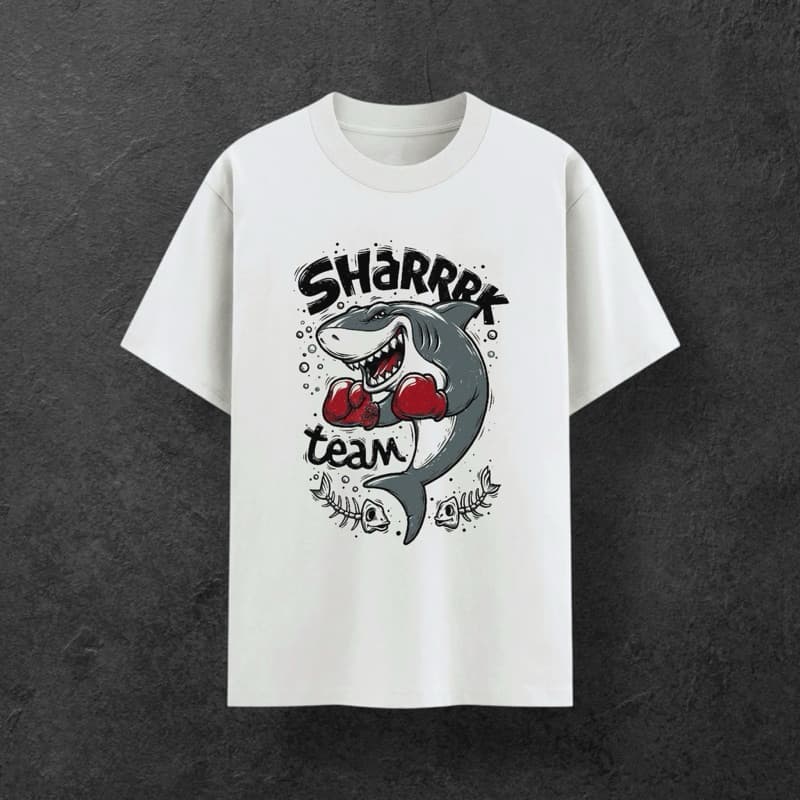 Camiseta infantil branca estampa Tubarão 100% Algodão