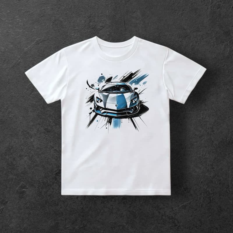 Camiseta Infantil Básica Branca Carro Lambo 100% algodão