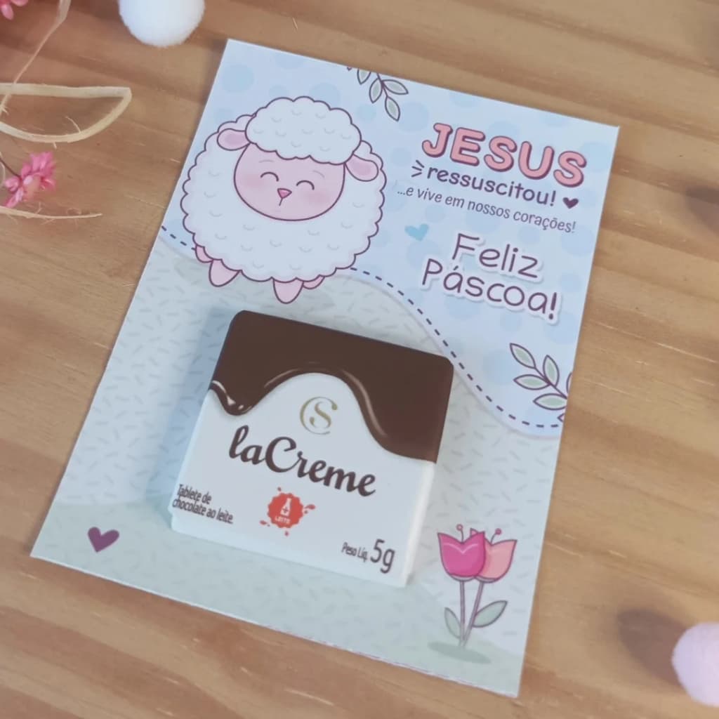 Card para Chocolate PERSONALIZADO PÁSCOA - Cacau Show Natal - Bombom - COM SUA LOGO