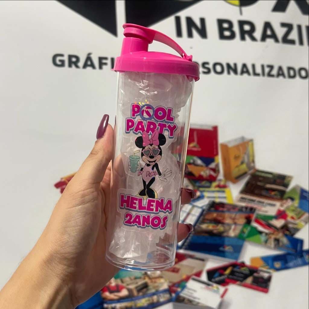 COPO LONG DRINK TAMPA SHAKE POOL PARTY MINNIE - FAZEMOS QUALQUER TEMA