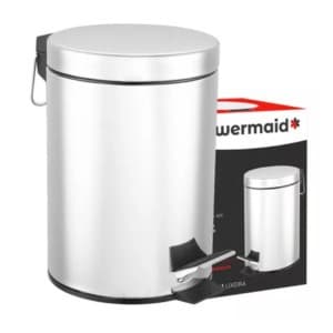 Lixeira Inox Redonda Multiuso - 12 Litros ,Com Pedal,Limpeza,Escritorio
