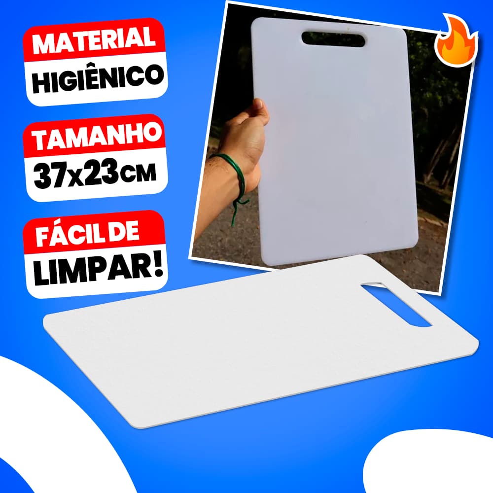Tábua Corte Carne Churrasco Cozinha Branca Higiênica 37x23 Resistente Durável