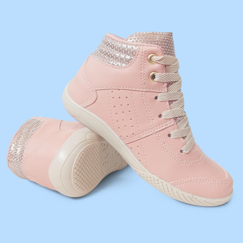 Botinha de Inverno Feminina Infantil Festa Junina São João Para Menina Cano Alto Glitter Brilho Casual  Bota Confortável