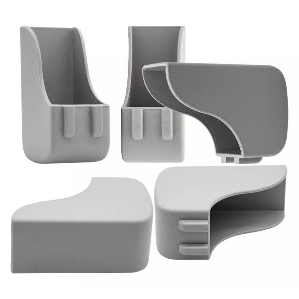 Kit 4 Ponteira Bota Externa Plástica 30x50mm Mesa Longarina cinza POPMOV 1585