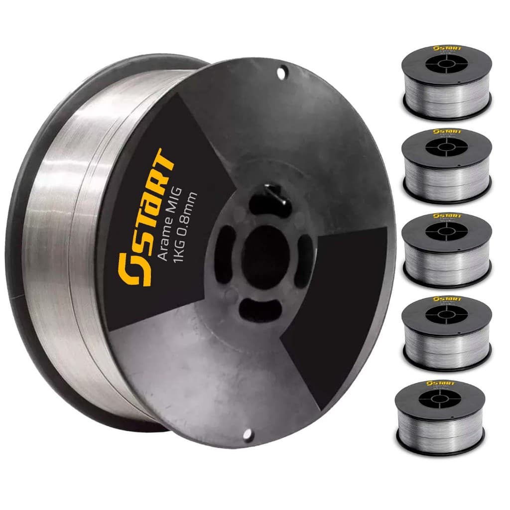Kit Arame Solda Mig 0,8mm 1kg Uso Sem Gás Tubular 6 Peças Start