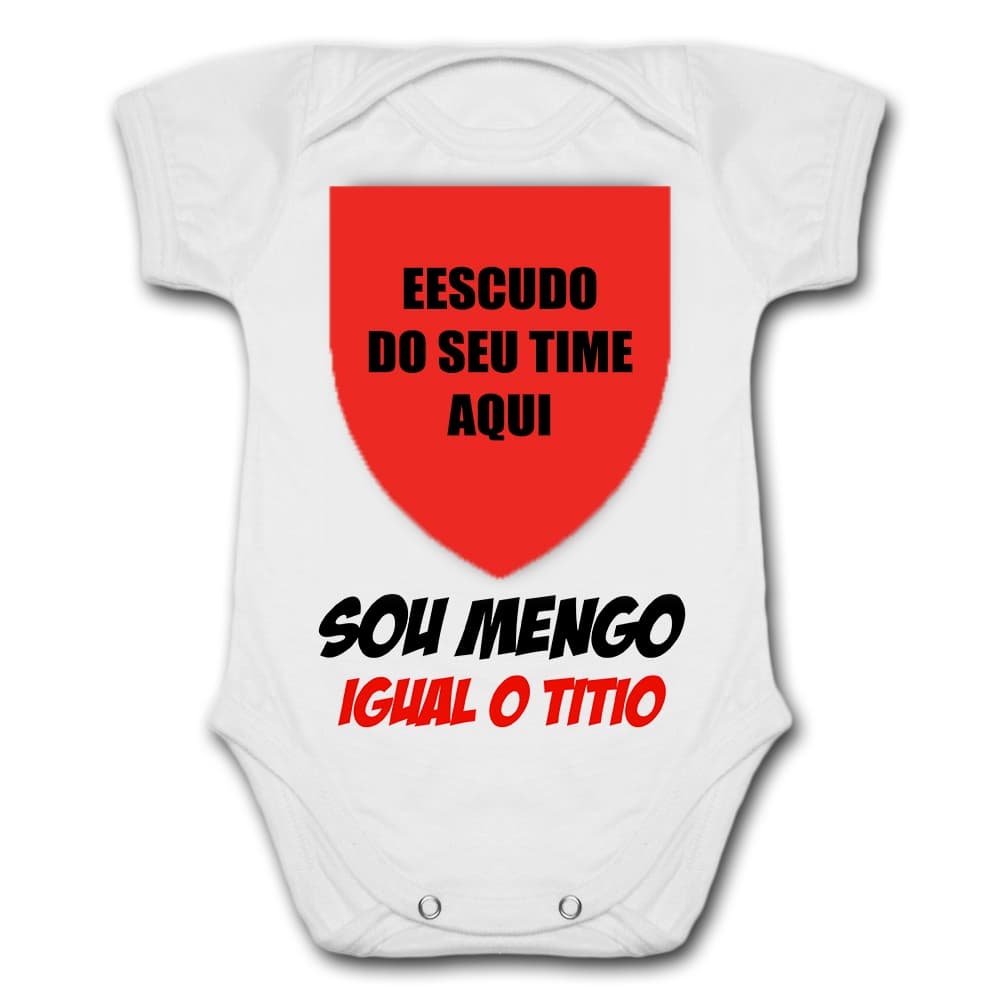 Body de Bebê Personalizado Com Nome e Número Sou M&ng0 Fl4m3ng0 Igual O Titio