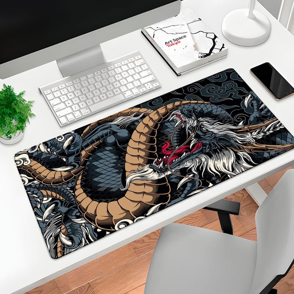 Mouse Pad Gamer Profissional 70x35cm Estampa Dragão Oriental 1993