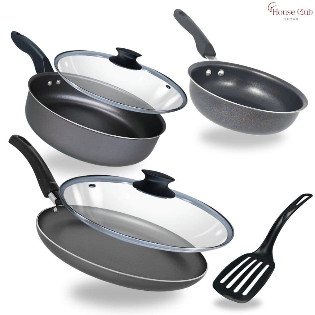 Kit Frigideira 14 cm Frigideira Alta 18 cm e Panquequeira 22 cm Antiaderente Com 5 Camadas De Teflon - Cor Preto Grafite
