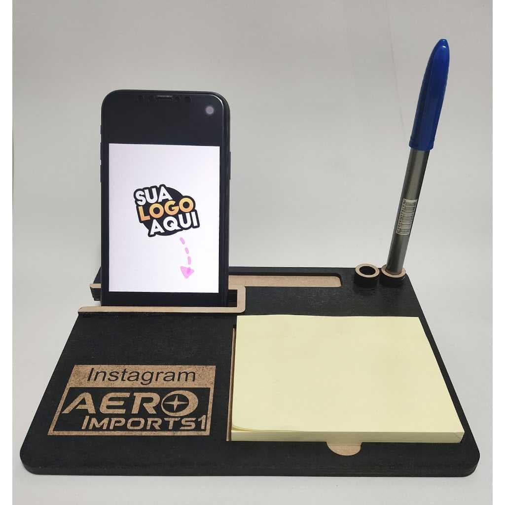 Porta Post It, Suporte Para Bloco Adesivo, Suporte para Celular e Suporte para Caneta em MDF - PERSONALIZADO