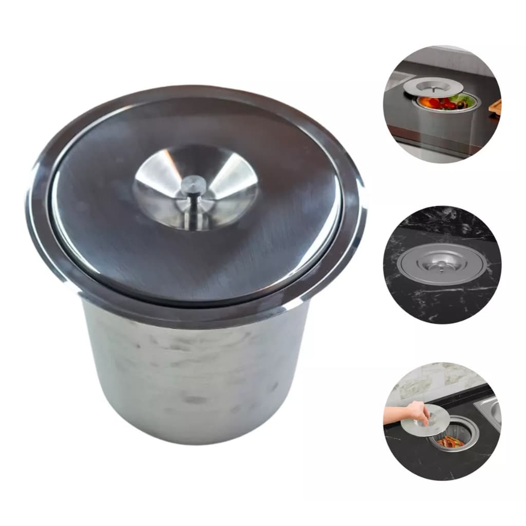 Lixeira de Embutir Inox para pia gourmet - 5 Litros