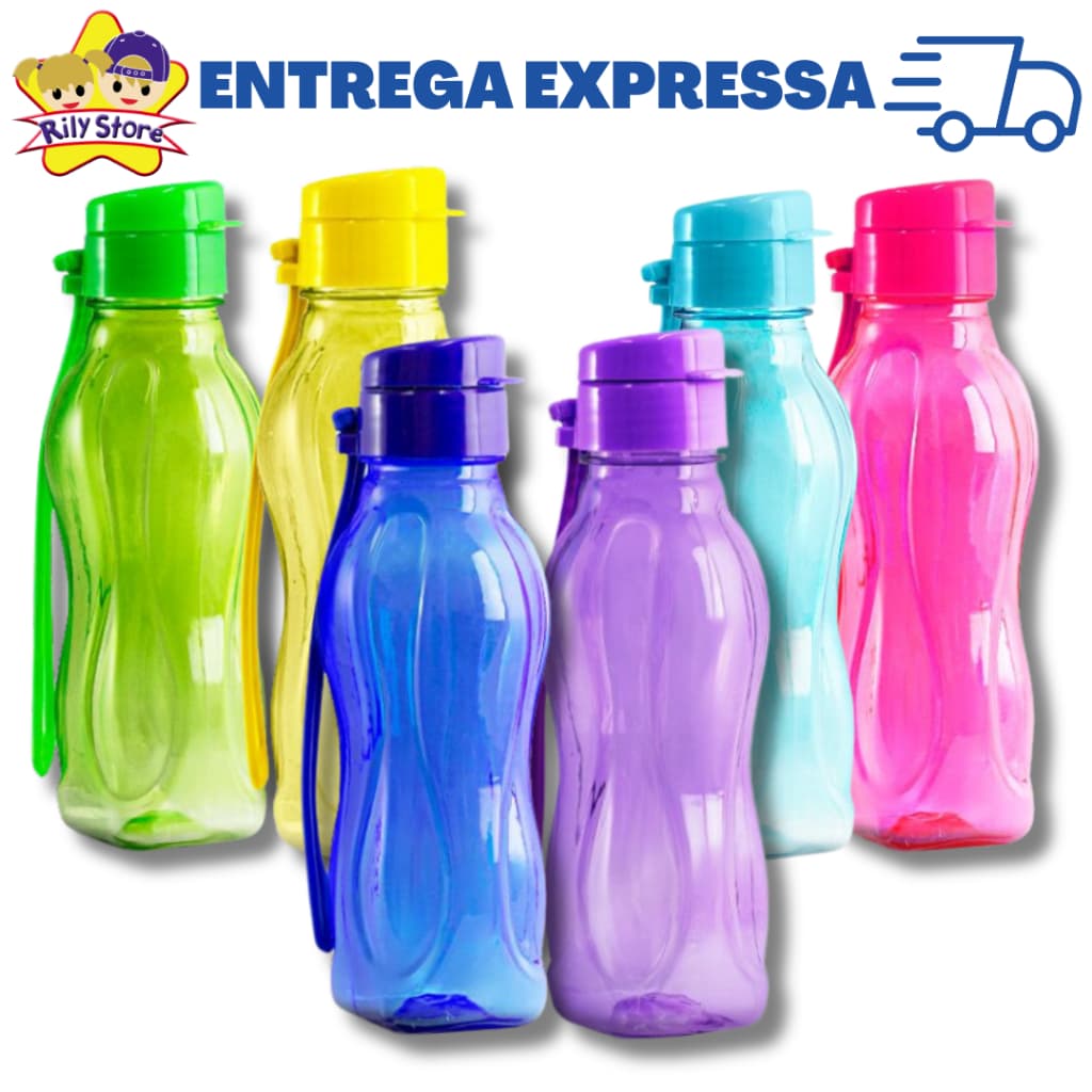 Kit com 25 Garrafas Squeeze 350 ML de Água Academia Esportes Crianças Escola (+ 7 Cores Disponíveis)