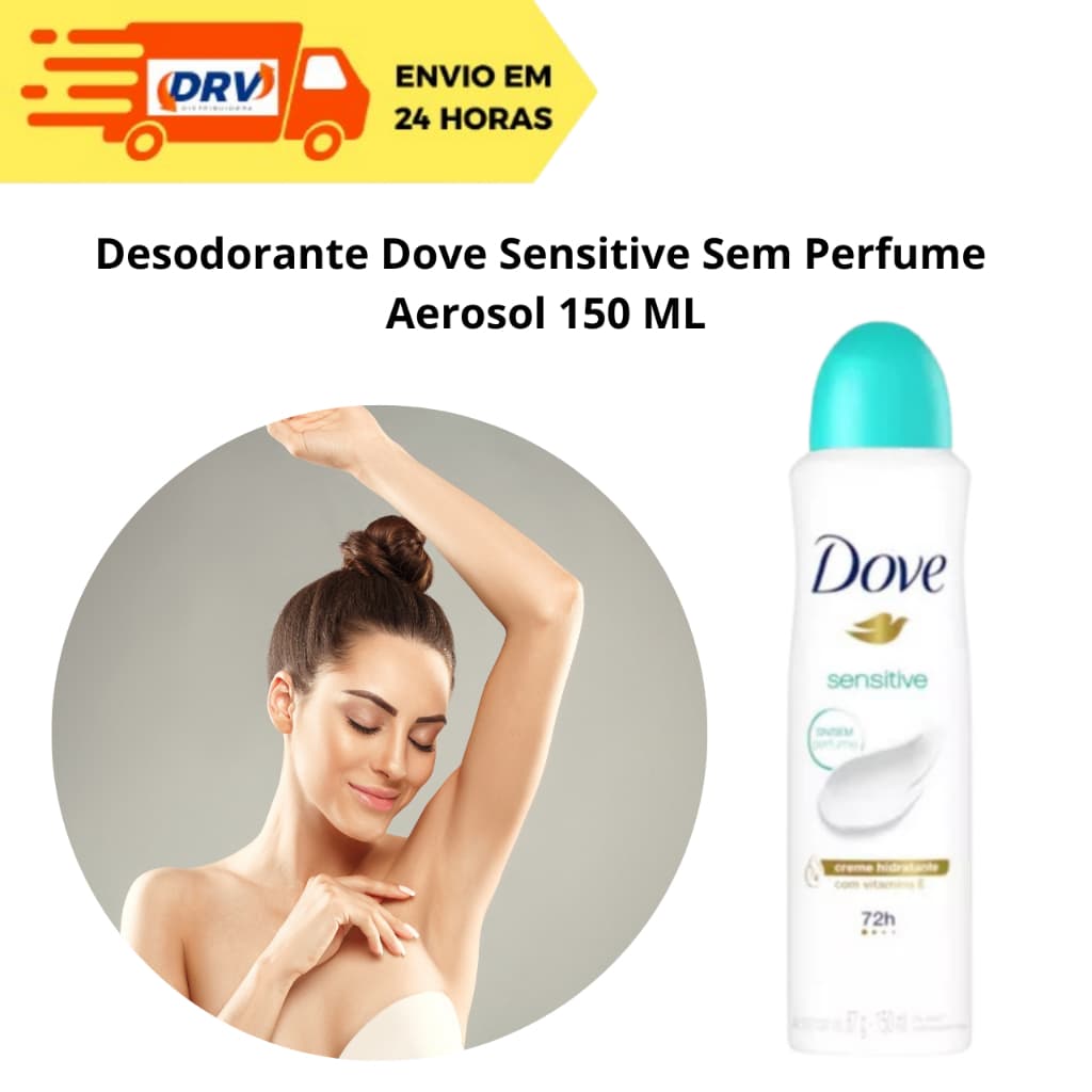 Desodorante Dove Sensitive Sem Perfume  Aerosol 150 ML - Dove - Sem Perfume - Aerossol - 0% Álcool