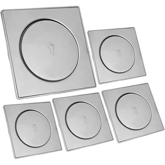 Kit 5 Ralos Click Inteligente Inox Click 10x10cm Banheiro Pop Up Lavabo Cheiro Inseto Quadrado Piso